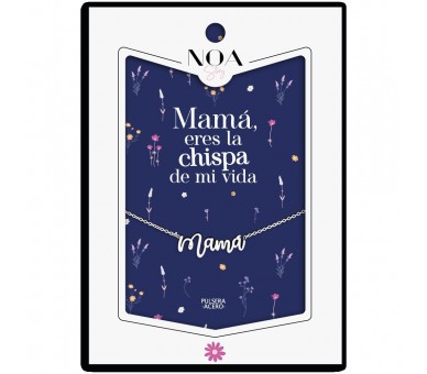 Pulsera Mama acero plateado - Mama Eres La Chispa de Mi Vida