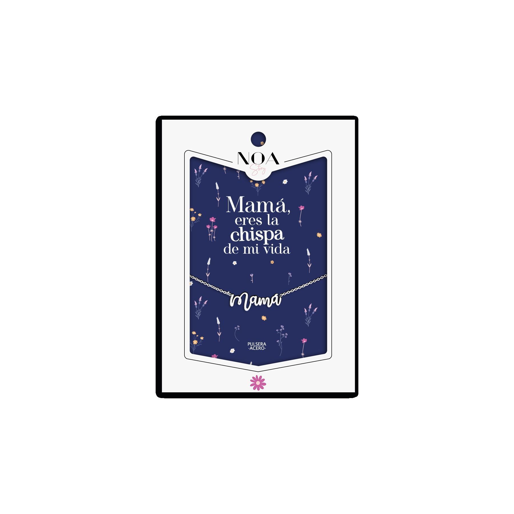 Pulsera Mama acero plateado - Mama Eres La Chispa de Mi Vida