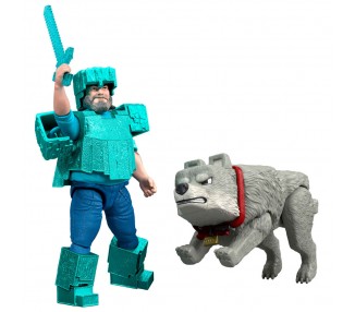 Set 2 figuras Steve & Wolf Minecraft La Pelicula