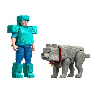 Set 2 figuras Steve & Wolf Minecraft La Pelicula