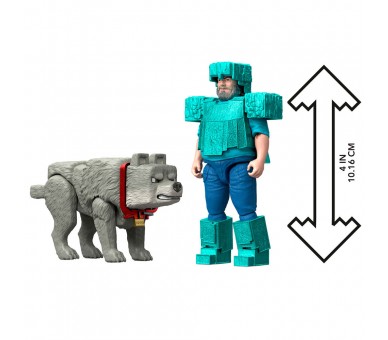 Set 2 figuras Steve & Wolf Minecraft La Pelicula