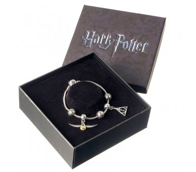 Pulsera plateada charms Deathly Hallows Snitch 3 Spellbeads Harry Potter