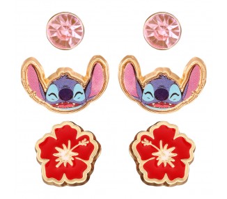 Set 3 Pares de pendientes Stitch Disney