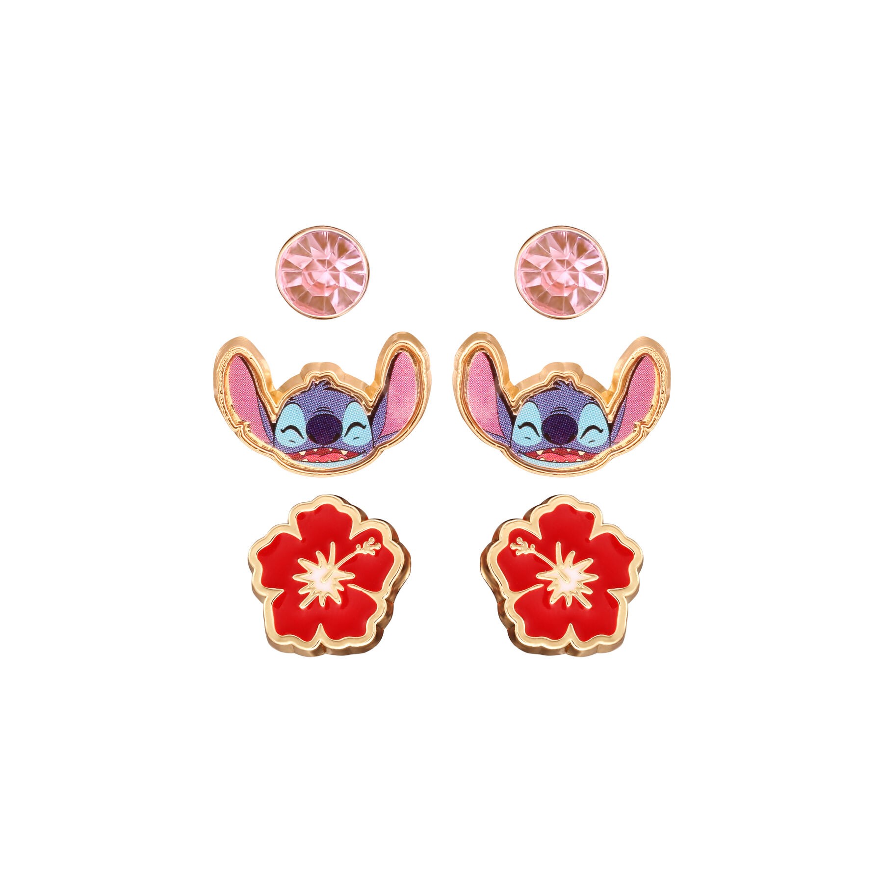 Set 3 Pares de pendientes Stitch Disney