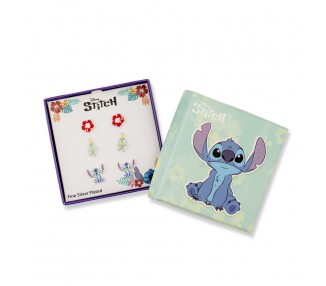 Set 3 Pares de pendientes Stitch Disney plata
