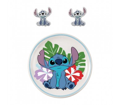 Pendientes + plato bisuteria Stitch Disney