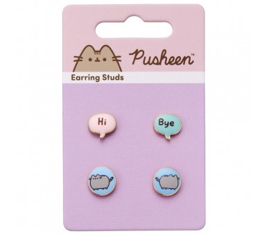 Set 3 pares pendientes Hi Bye Pusheen