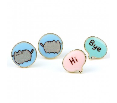 Set 3 pares pendientes Hi Bye Pusheen