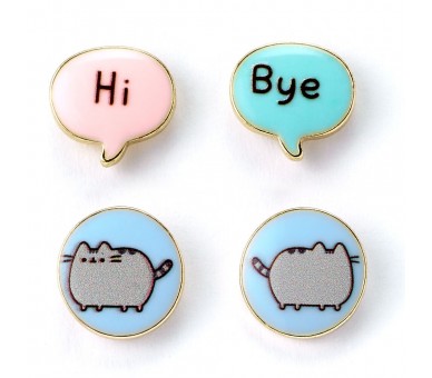 Set 3 pares pendientes Hi Bye Pusheen
