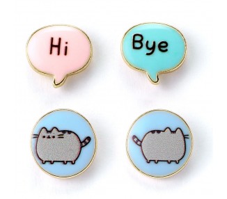 Set 3 pares pendientes Hi Bye Pusheen
