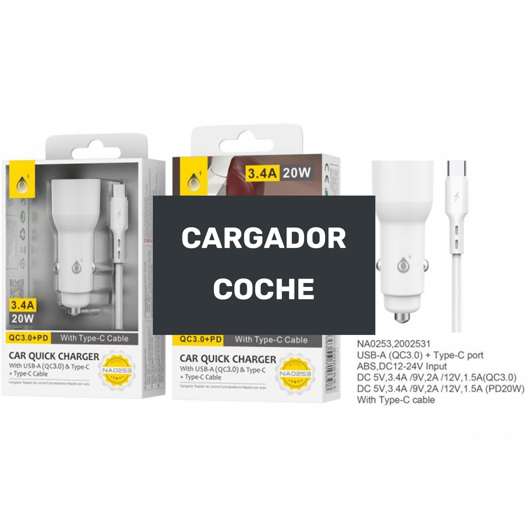 Jc Na0253 / Cargador De Vehículo Usb-C + Usb-A 20W