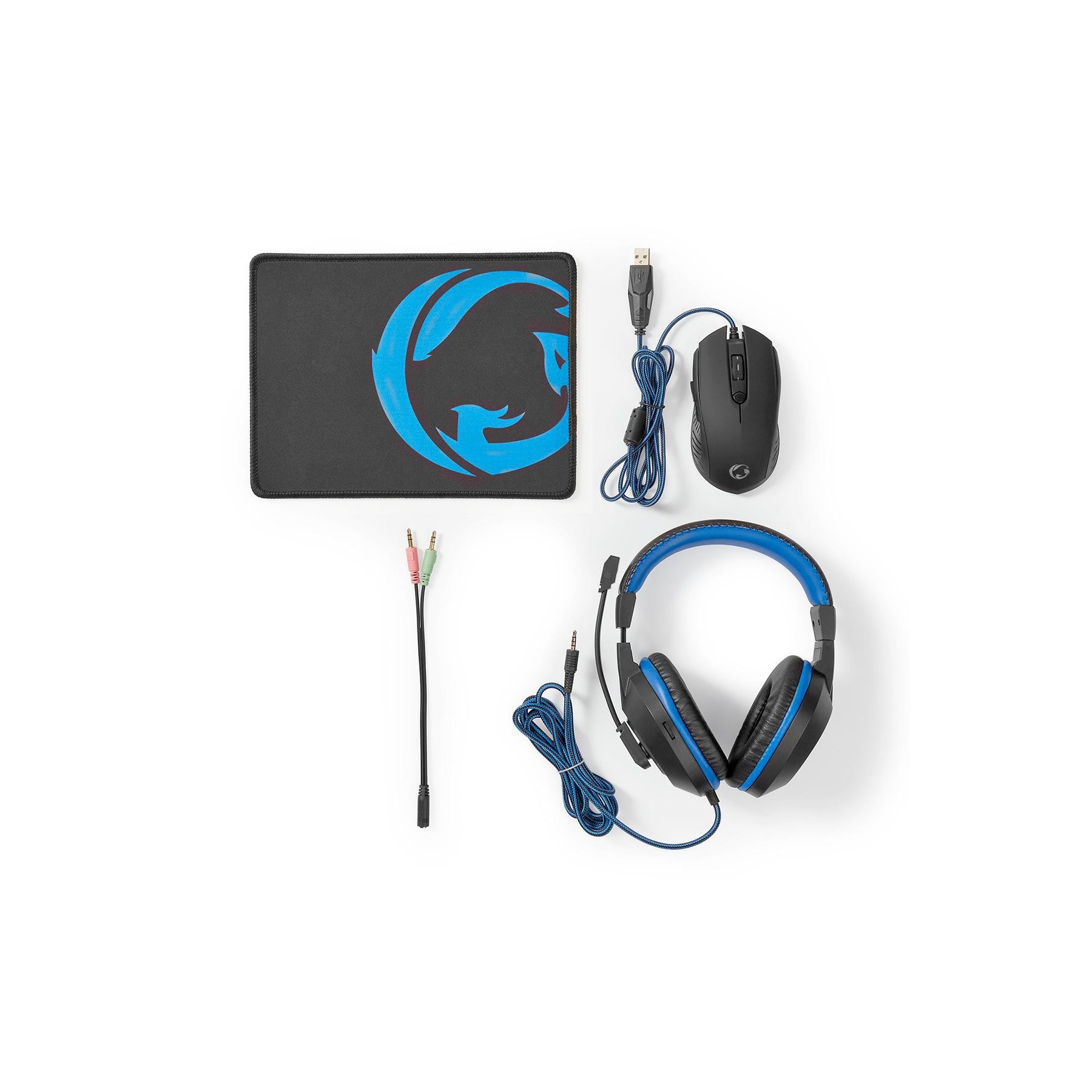 Nedis Kit Gaming Combo  3 En 1  Auriculares, Ratn Y Alfombri