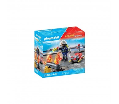Playmobil -  Bombero Con Bomba De Agua