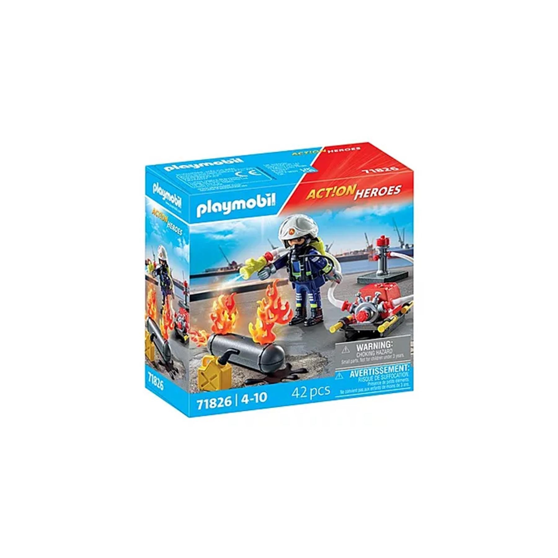 Playmobil -  Bombero Con Bomba De Agua