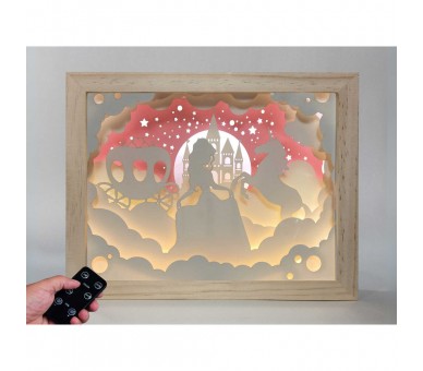 Lampara Princesa y Unicornio madera