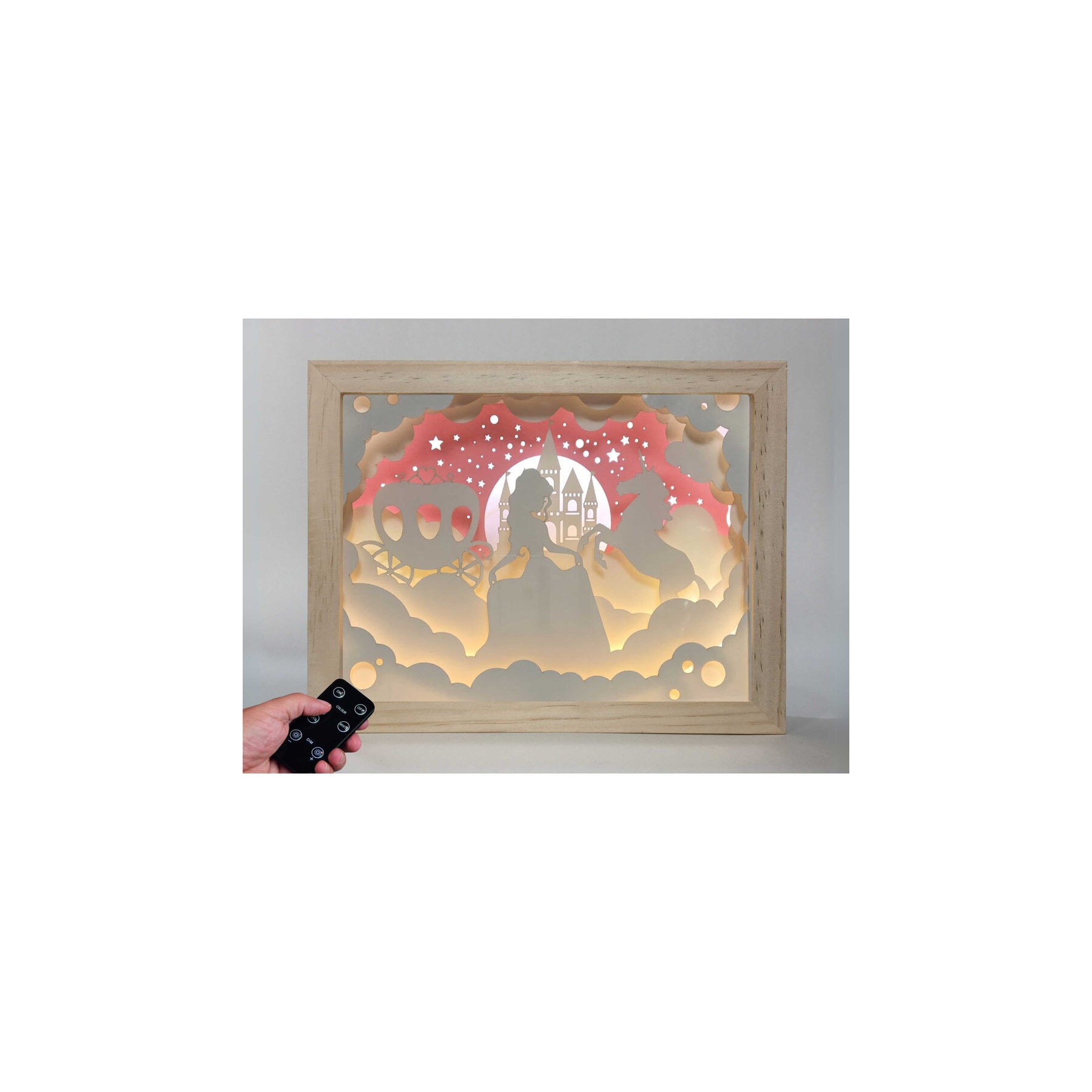 Lampara Princesa y Unicornio madera