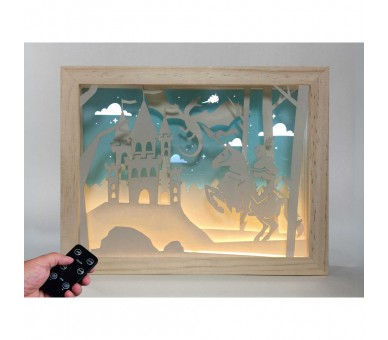 Lampara Caballero y Dragon madera