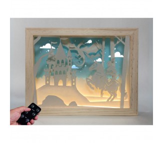 Lampara Caballero y Dragon madera