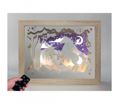 Lampara Hada y Unicornio madera