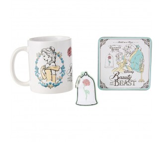 Set Taza + llavero + posavasos La Bella y la Bestia Disney