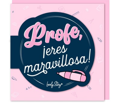 Tarjeta felicitacion con sobre - Profe Eres Maravillosa