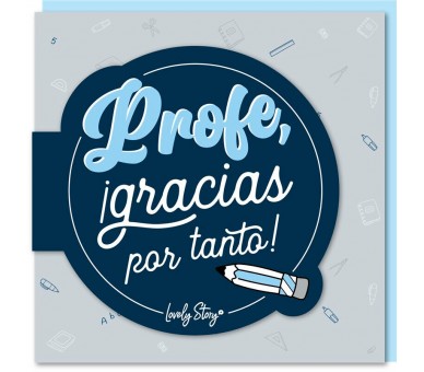 Tarjeta felicitacion con sobre - Profe Gracias Por Tanto