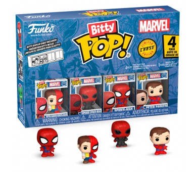 Blister 4 figuras Bitty POP Marvel Spider-Man Parker Split