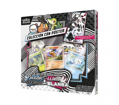 POKEMON JUEGO DE CARTAS ESCARLATA Y PURPURA: FULGOR NEGRO Y LLAMA BLANCA CAJA POSTER (ESP)