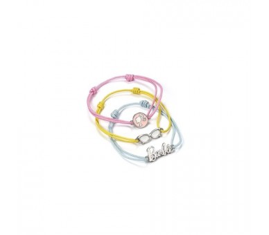 Set 3 Pulseras De La Amistad (Gafas, Silueta Y Logo De Barbi