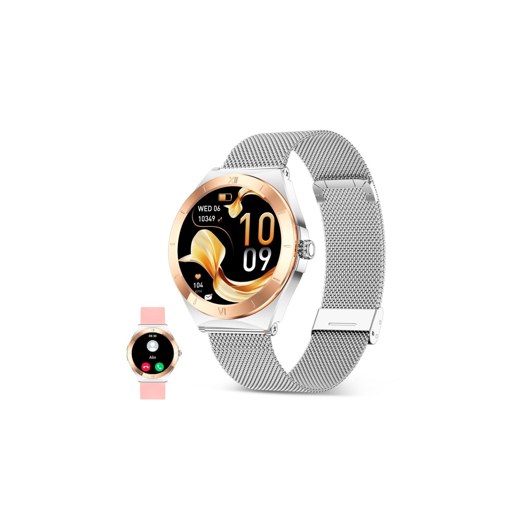 Ksix Lya Rosa / Smartwatch 1.19"/ 2 Correas (Metal + Silicon