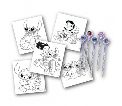 Libro Colorear + Lapices Stitch Disney
