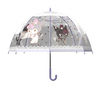 Paraguas burbuja manual Kuromi Hello Kitty 48cm
