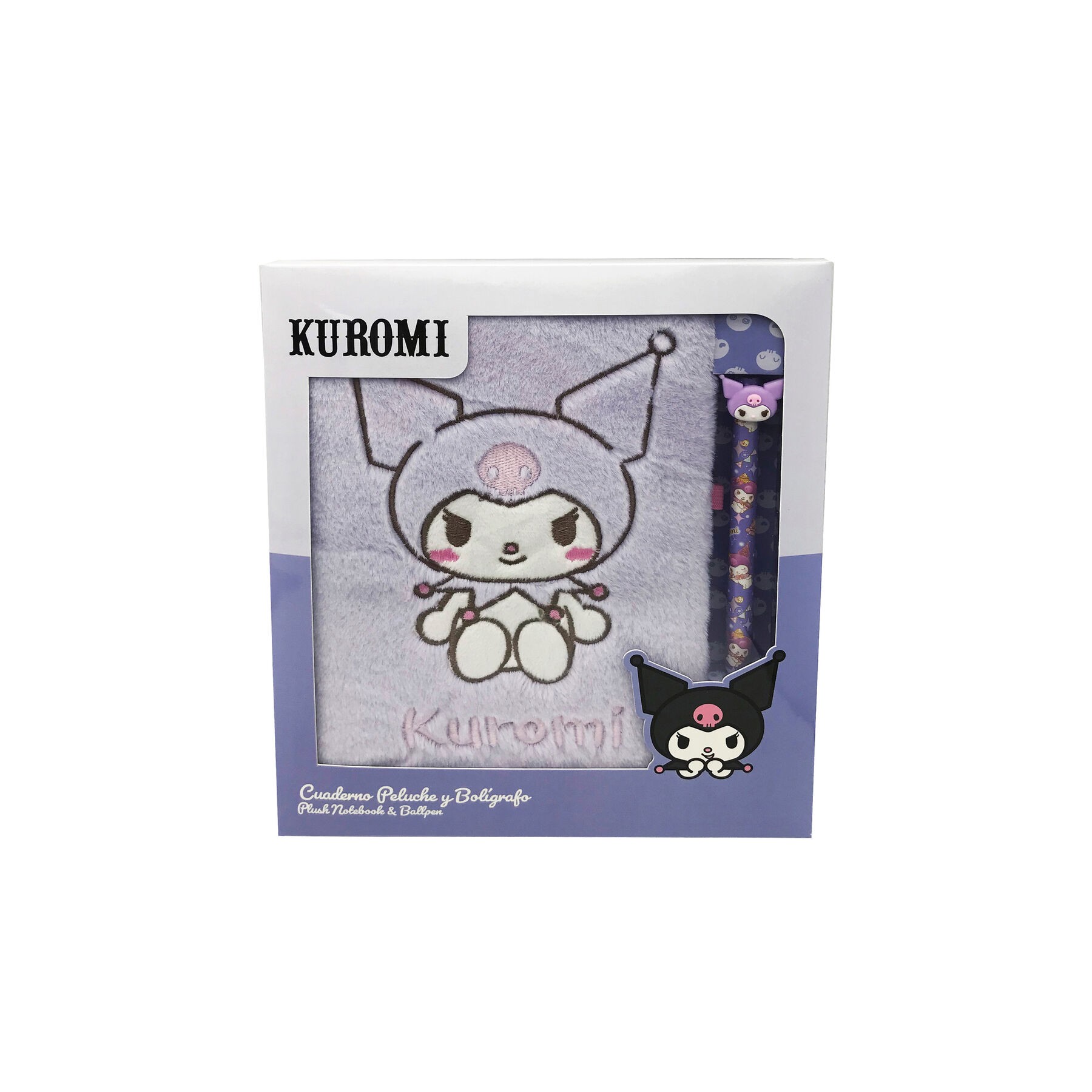 Blister Cuaderno peluche + Boligrafo Kuromi Hello Kitty