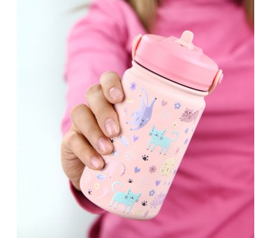 Cantimplora termica Gatos Rosas 330ml