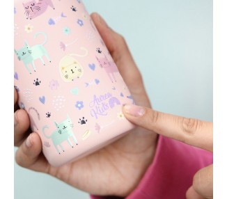 Botella termica Gatos Rosas 500ml