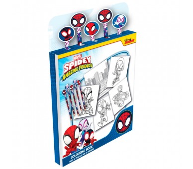 Libro Colorear + Lapices Spidey Marvel