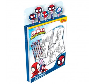 Libro Colorear + Lapices Spidey Marvel