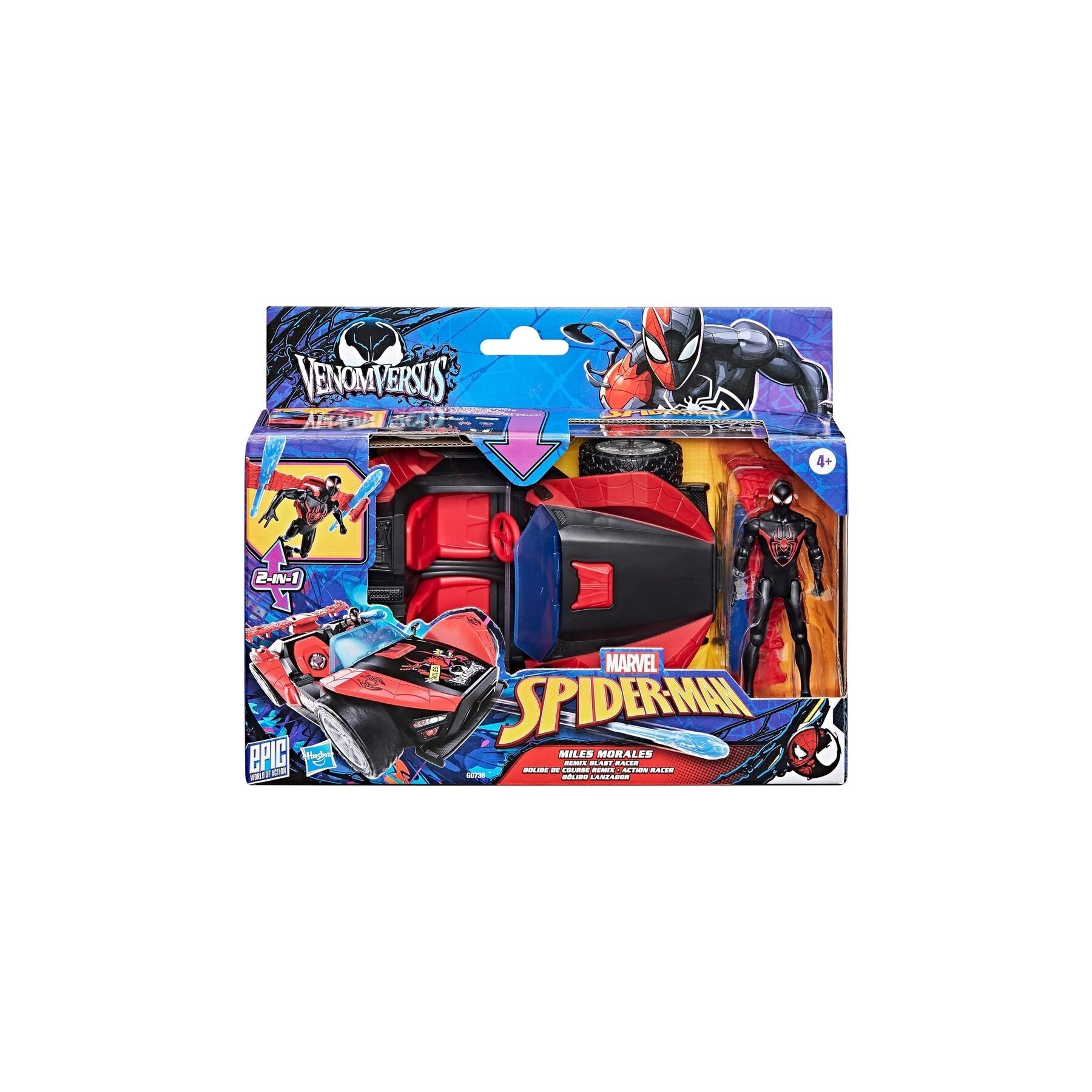 Coche Lanzador + Figura Miles Morales Venom Versus Epic Worl