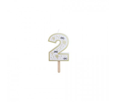 Vela De Cumpleaños Número 2 (Harry Potter Blanco Y Dorado) 7