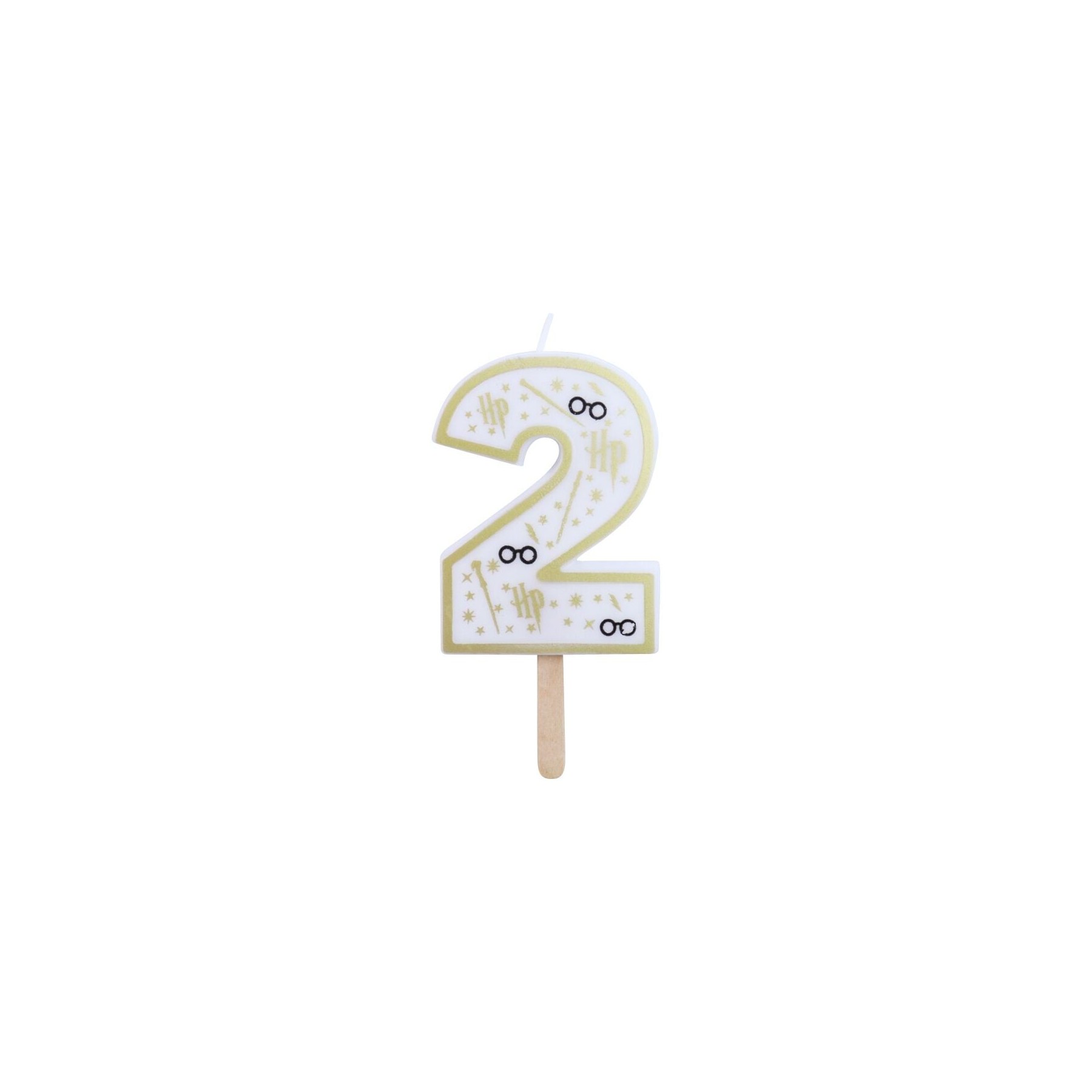 Vela De Cumpleaños Número 2 (Harry Potter Blanco Y Dorado) 7