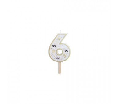 Vela De Cumpleaños Número 6 (Harry Potter Blanco Y Dorado) 7