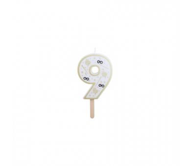 Vela De Cumpleaños Número 9 (Harry Potter Blanco Y Dorado) 7