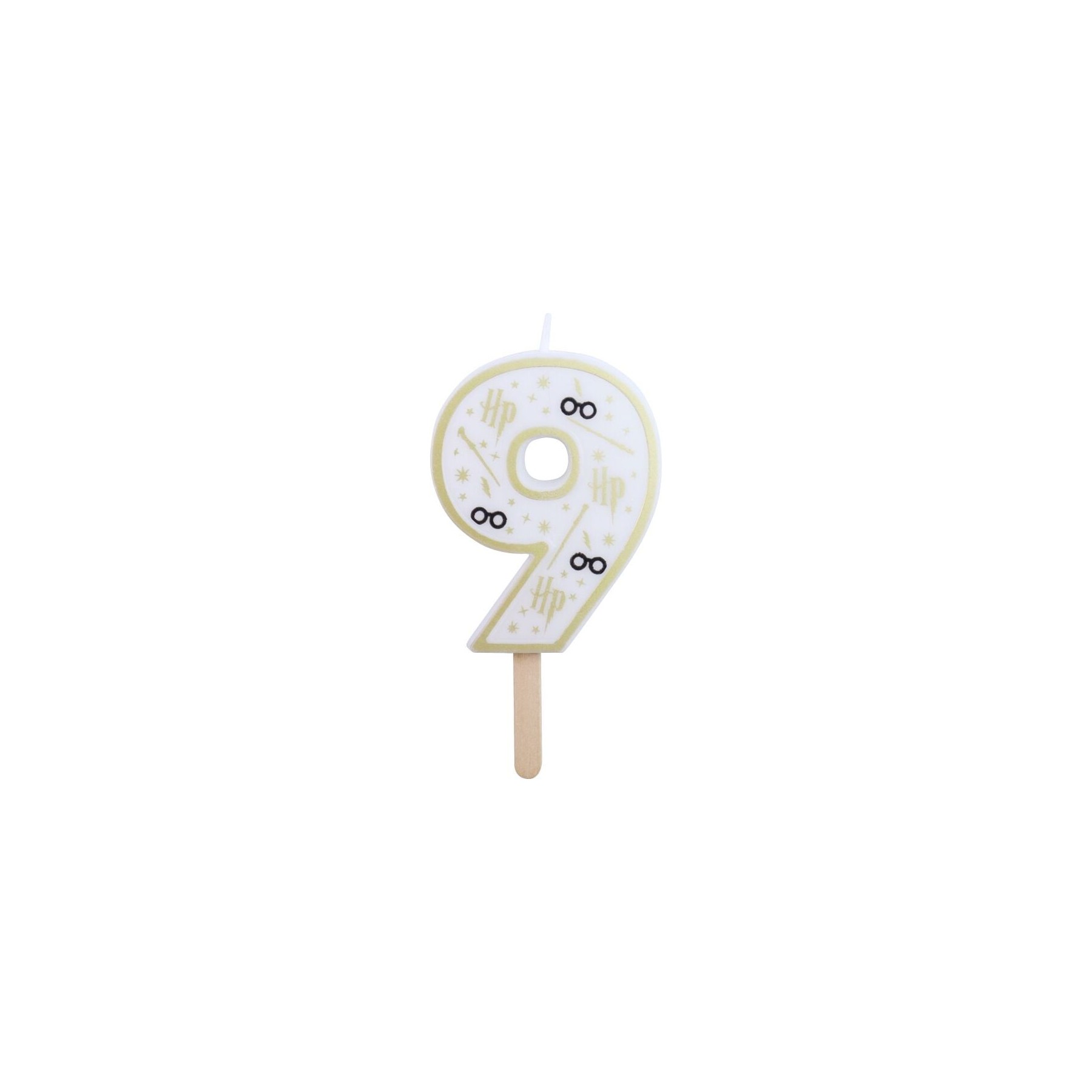 Vela De Cumpleaños Número 9 (Harry Potter Blanco Y Dorado) 7