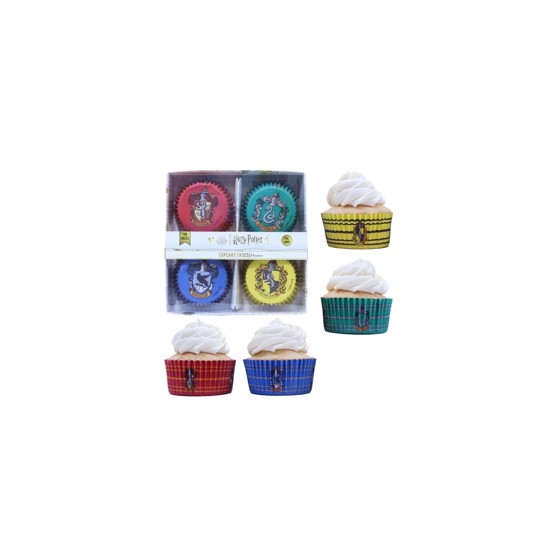 Pack 60 Cápsulas De Papel Casas Hogwarts 3 X 5,2 Cm