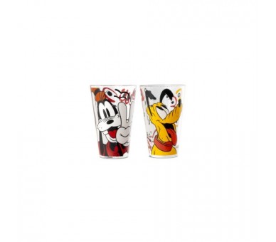 Juego De Vasos Vidrio 2 Piezas Goofy And Pluto, 310 Ml