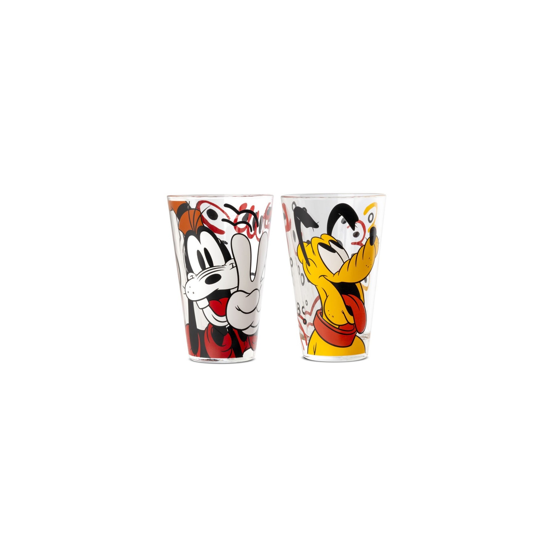 Juego De Vasos Vidrio 2 Piezas Goofy And Pluto, 310 Ml