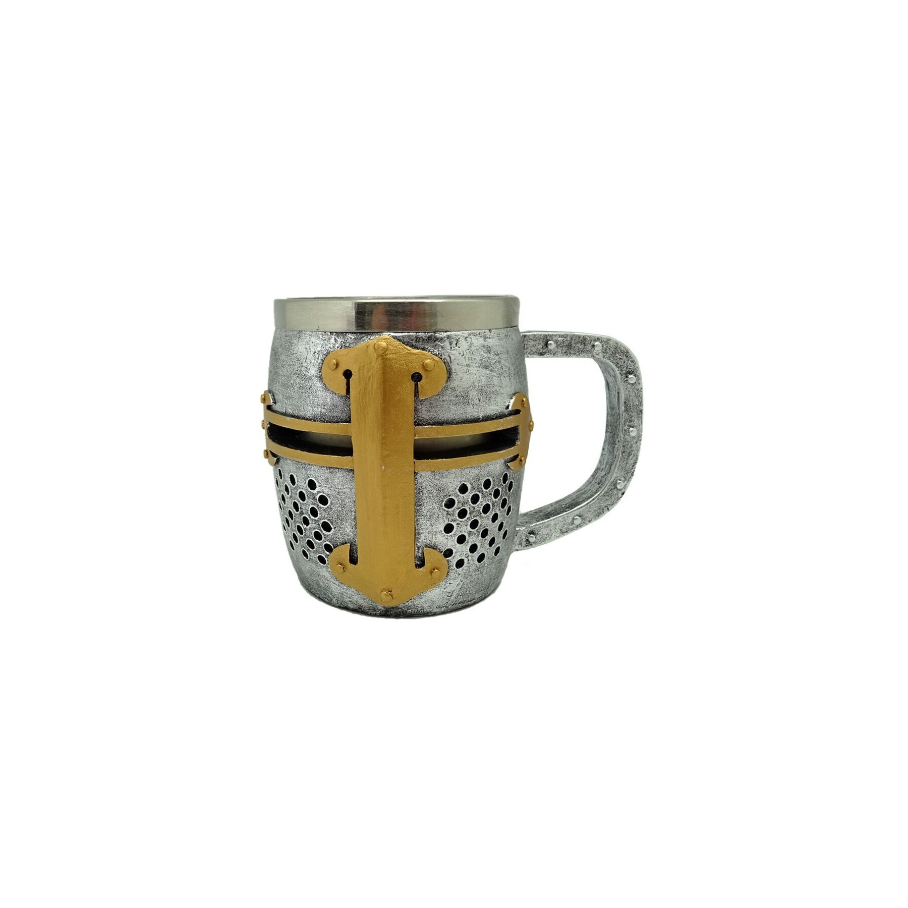 Jarra Caballero Medieval Casco De Plata Y Oro