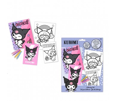 Set Colorear + Cuaderno Kuromi Hello Kitty