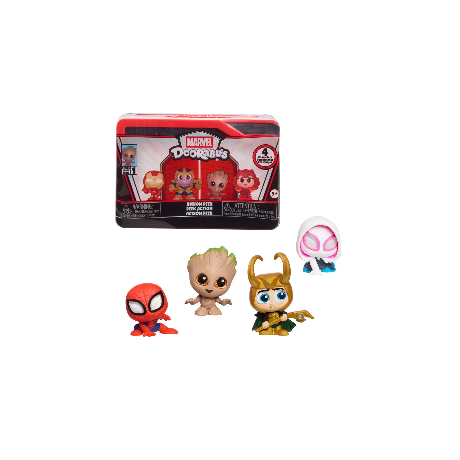 Capsula sorpresa 4 figuras Action Mini Peek Marvel Doorables surtido