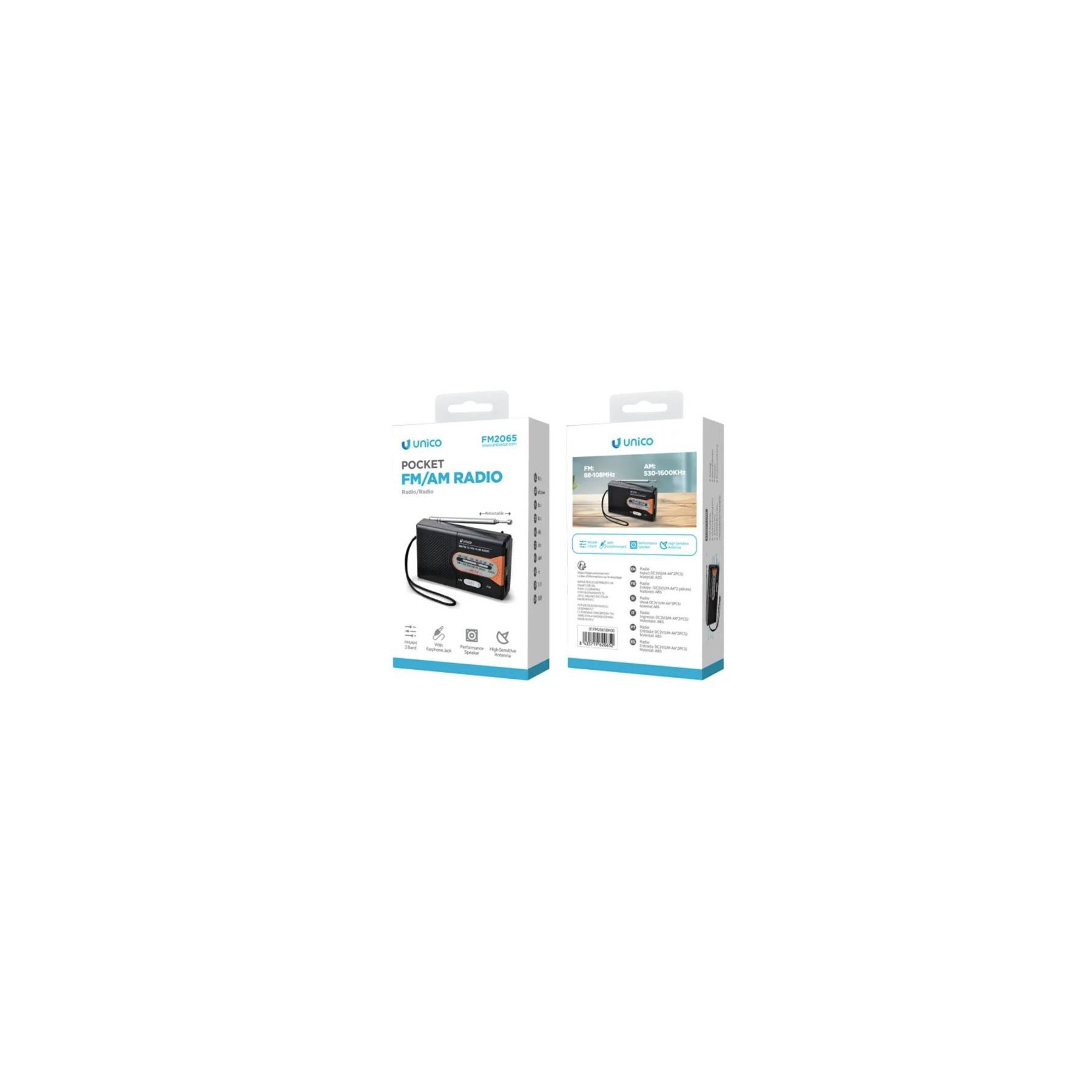 Radio Portátil Unico Fn2065 Dc3V (Aax2) Negro Varios